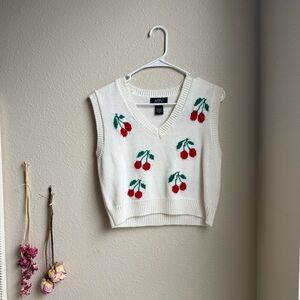 thrifted cherry sweater !!